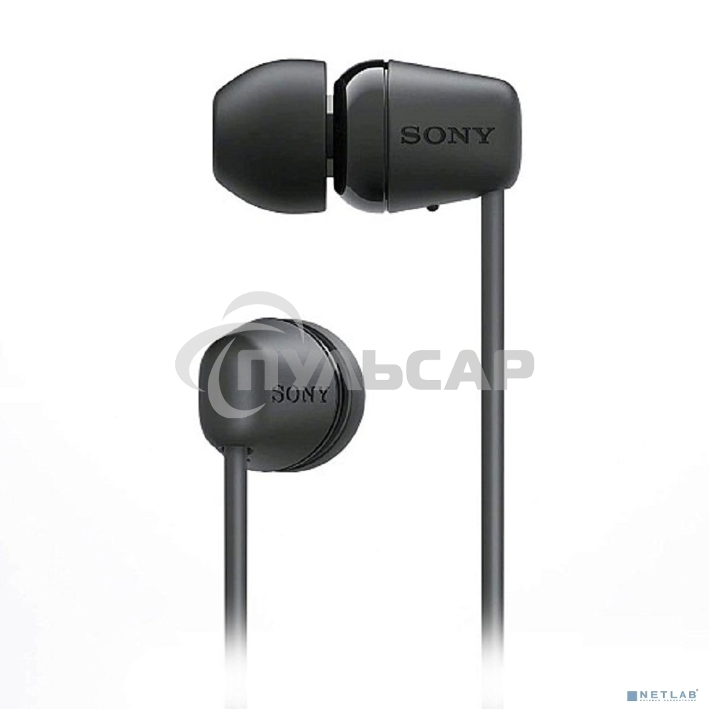 Гарнитура вкладыши Sony WI-C100 черный беспроводные bluetooth шейный обод