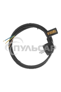 Шнур сетевой Energy Series, ПВС, 1,5 м, 3х1 мм, с неразборной вилкой, черный Denzel