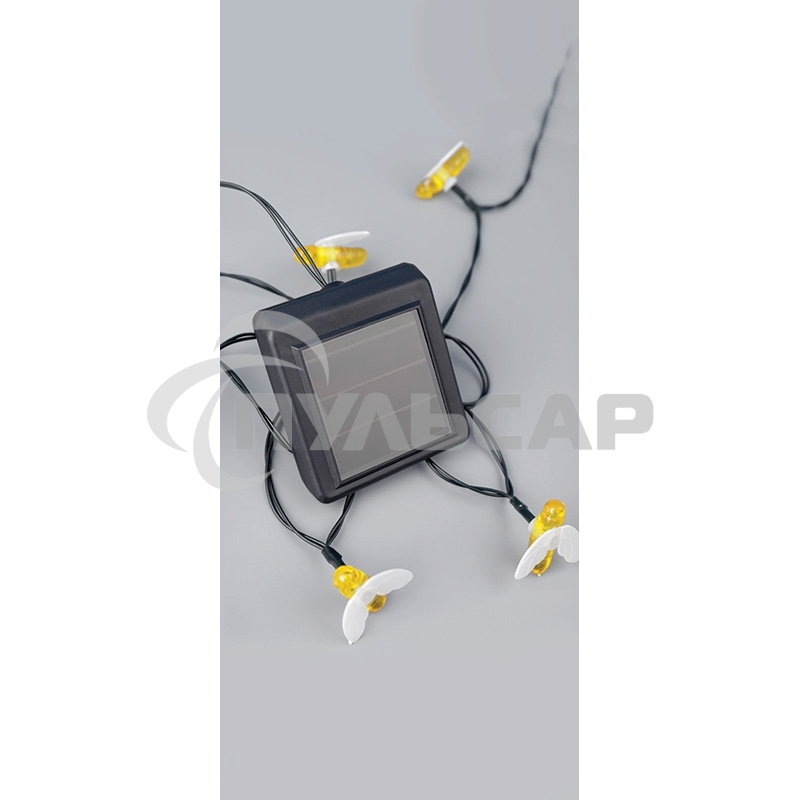 Каскад Lamper Янтарные Пчелы LED 10 м с выносной солнечной панелью 2 м и аккумулятором, IP65, теплое белое свечение