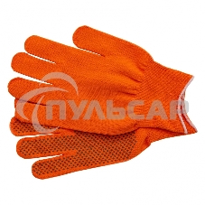 Перчатки из синтетической нити, ПВХ точка, 13 класс, оранжевые, XL Россия
