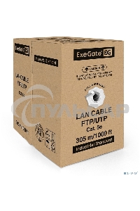 Кабель ExeGate FTP 4 пары кат.5e медь, 24AWG, экран, бухта 305м, серый, PVC