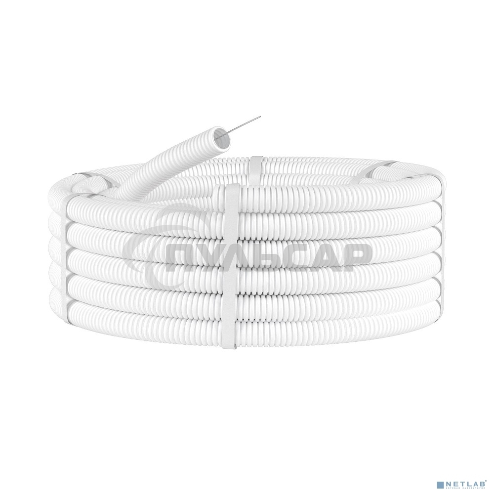 Труба ПЛЛ гибкая гофр. не содержит галогенов д.25 м м, ПВ-0, с протяжкой,50 м, белый