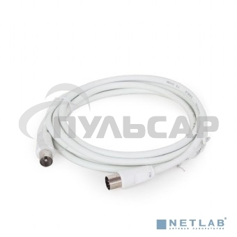 Кабель телевизионный Cablexpert, CCV-515-W-5M, Coaxial M/F, белый, 5м