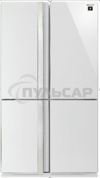 Холодильник Sharp SJGX98PWH белое стекло четырехкамерный 394/211л морозилка снизу