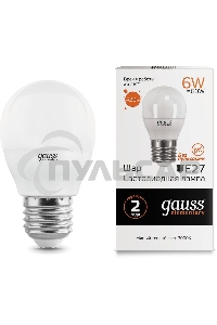 Лампа cветодиодная Gauss LED Elementary Globe 6W E27 2700K Арт.LD53216