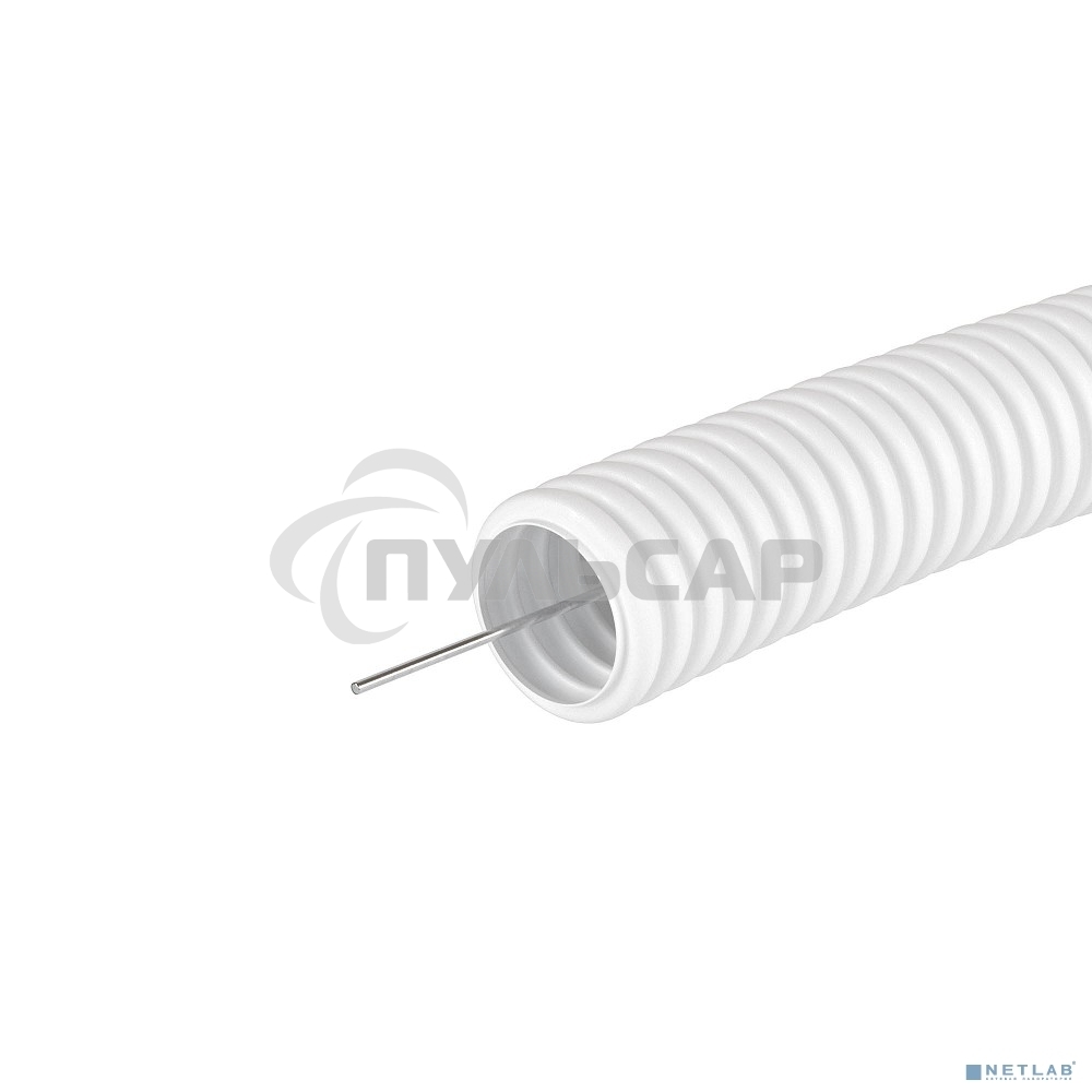 Труба ПЛЛ гибкая гофр. не содержит галогенов д.25 м м, ПВ-0, с протяжкой,50 м, белый