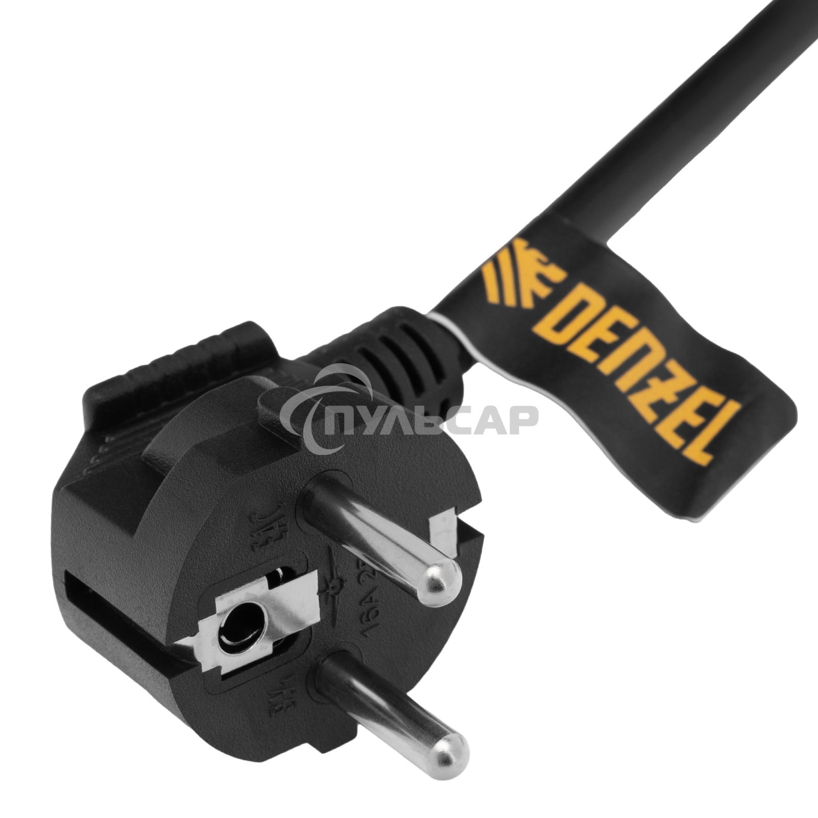 Шнур сетевой Energy Series, ПВС, 1,5 м, 3х1 мм, с неразборной вилкой, черный Denzel