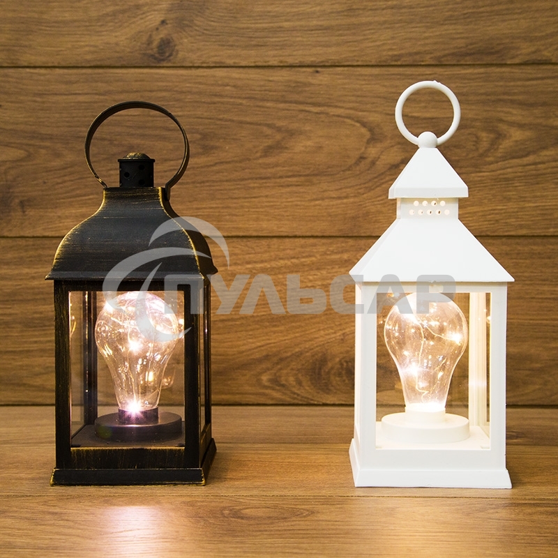 Декоративный фонарь Neon-night с лампочкой, белый корпус, размер 10.5х10.5х24 см, цвет теплый белый