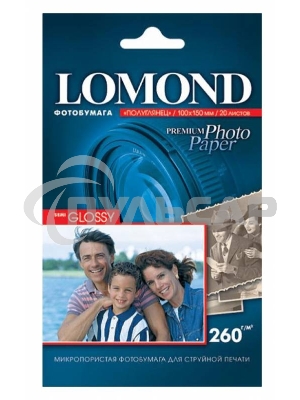 Фотобумага Lomond 1103302 10x15/260г/м2/20л./белый полуглянцевое для струйной печати
