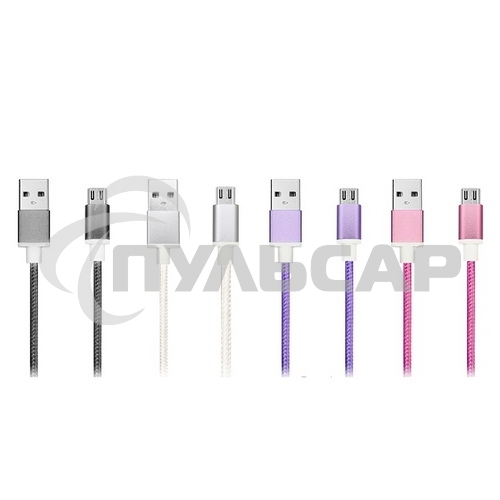 Кабель USB ACD-Style Lightning ~ USB-A 2-сторонние коннекторы, нейлон, 1м, фиолетовый (ACD-U913-P6P)