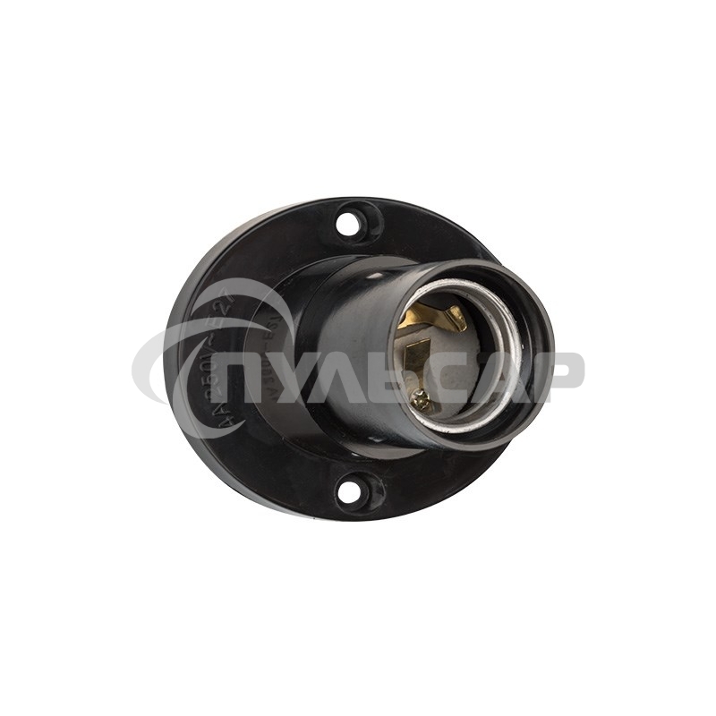 Патрон карболитовый настенный Е27 черный c этикеткой наклонный Rexant