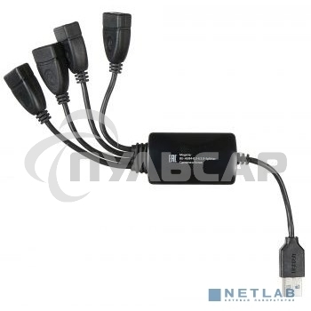 Разветвитель USB 2.0 Buro BU-HUB4-0.3-U2.0-Splitter 4порт. черный