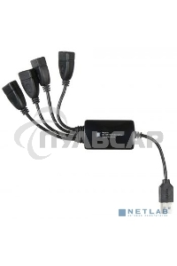 Разветвитель USB 2.0 Buro BU-HUB4-0.3-U2.0-Splitter 4порт. черный