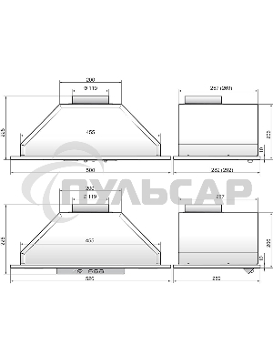 Вытяжка встраиваемая Elikor 52Н-400-П3Д нержавеющая сталь, 50 см, 400 куб. м/ч, 57 дБ