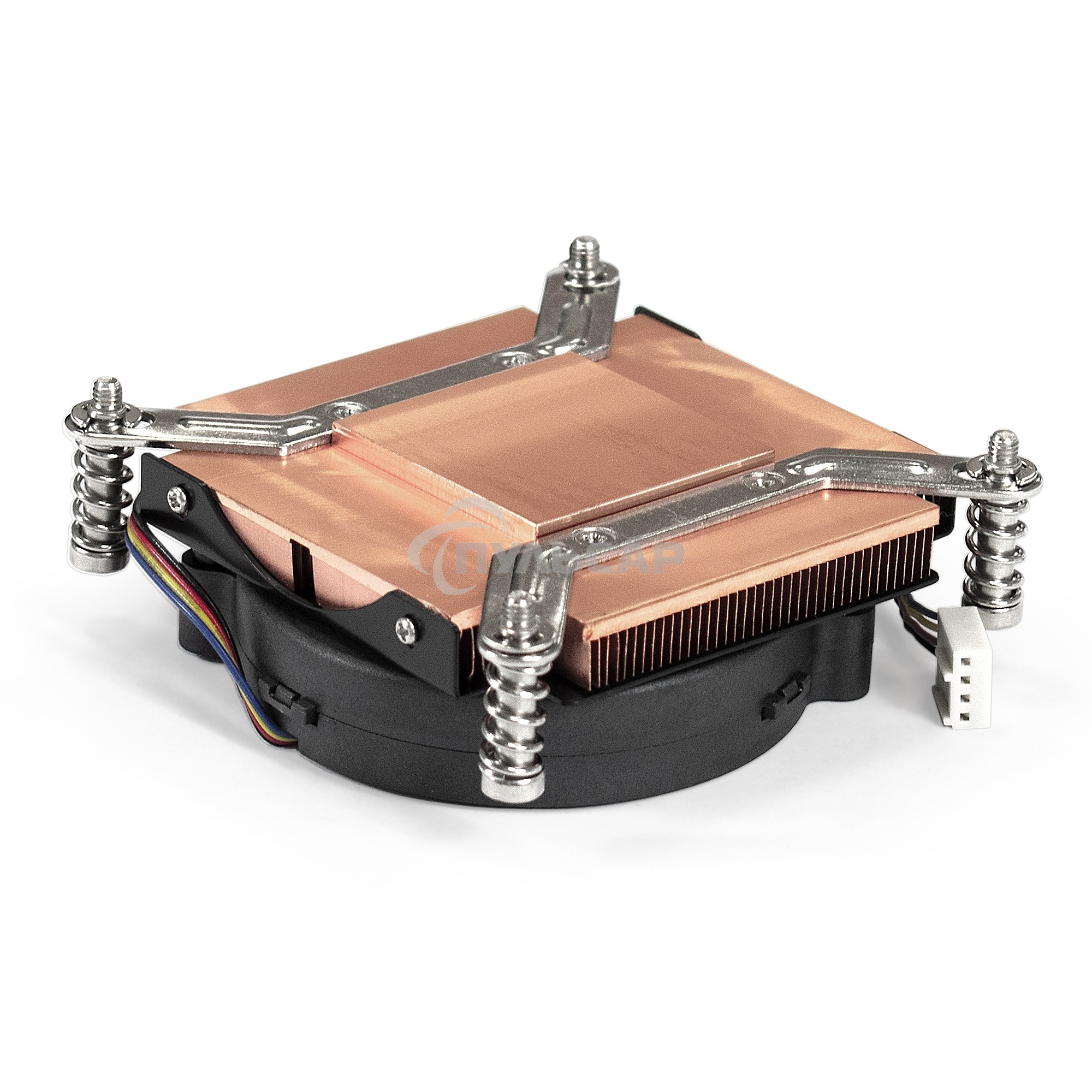 Кулер для процессора ExeGate ESNK-0049.PWM.1U.2011/66.Cu черный, 75 мм, медь, 5000 об/мин, 54 дБ, 4 pin, 115 Вт, 30 мм