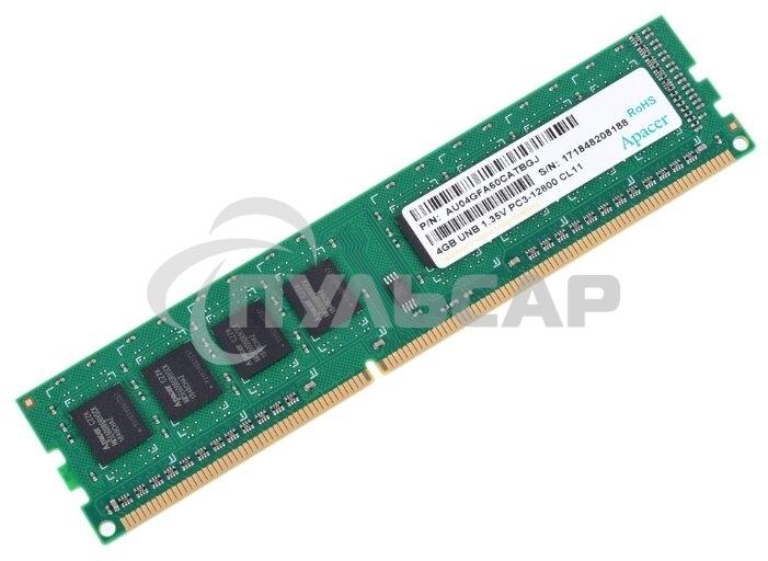Оперативная память Apacer, DDR3L, 4Gb (1x4Gb), 1600MHz, CL11, DIMM
