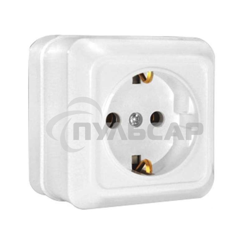 Розетка 1-м ОП Олимп 16А с заземл. белый  UNIVersal О0028