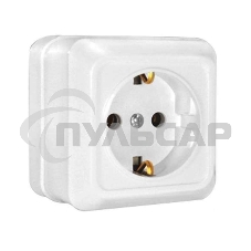 Розетка 1-м ОП Олимп 16А с заземл. белый  UNIVersal О0028