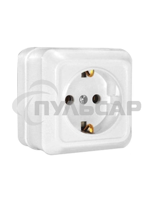 Розетка 1-м ОП Олимп 16А с заземл. белый  UNIVersal О0028