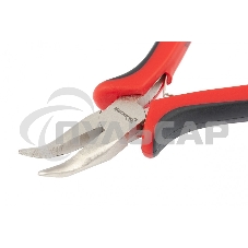 Длинногубцы Matrix Mini, 130 мм, никелированные, изогнутые, авторазжим, двухкомпонентные рукоятки