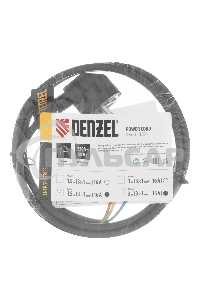 Шнур сетевой Energy Series, ПВС, 1,5 м, 3х1 мм, с неразборной вилкой, черный Denzel