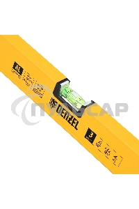 Уровень алюминиевый, магнит., фрезерованный, 3 глазка (1 зеркал.), 0,5 мм/м, 1000 мм  Denzel