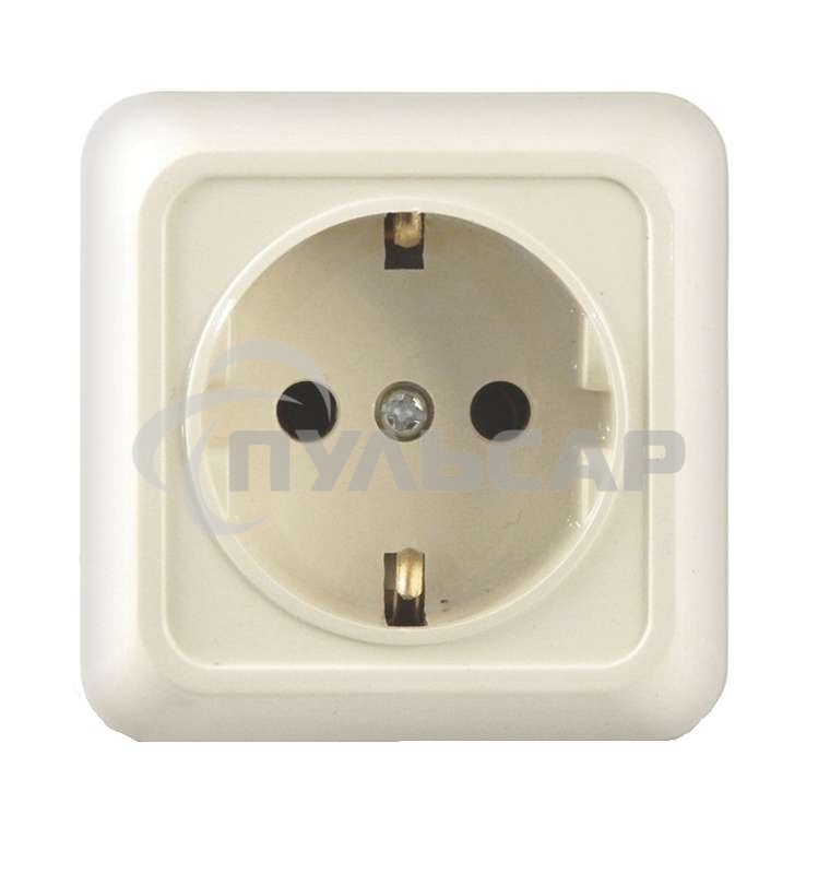 Розетка 1-м ОП Олимп 16А с заземл. беж. UNIVersal Б-О0028