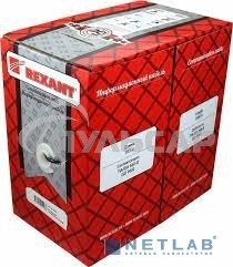 Кабель витая пара Rexant U/UTP, категория 5e, ZH нг(А)-HF, 4PR, 24AWG, внутренний, серый, 305 м