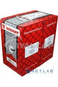 Кабель витая пара Rexant U/UTP, категория 5e, ZH нг(А)-HF, 4PR, 24AWG, внутренний, серый, 305 м