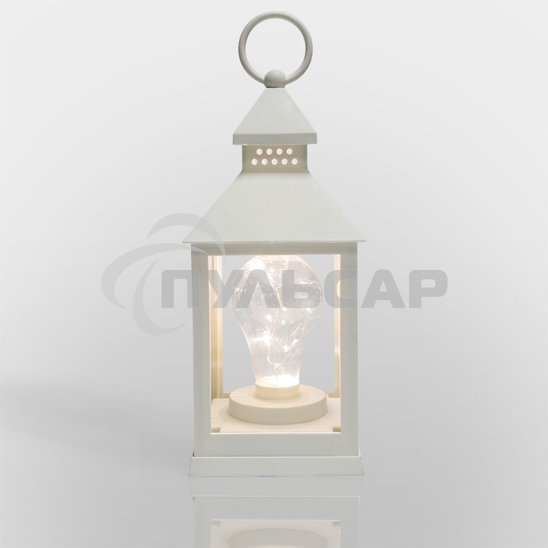 Декоративный фонарь Neon-night с лампочкой, белый корпус, размер 10.5х10.5х24 см, цвет теплый белый