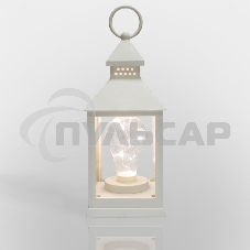 Декоративный фонарь Neon-night с лампочкой, белый корпус, размер 10.5х10.5х24 см, цвет теплый белый