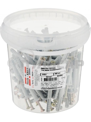 Дюбель-гвоздь 6х60 с грибовидной манжетой полипропилен (уп.100шт) ведро Tech-Krep 101990