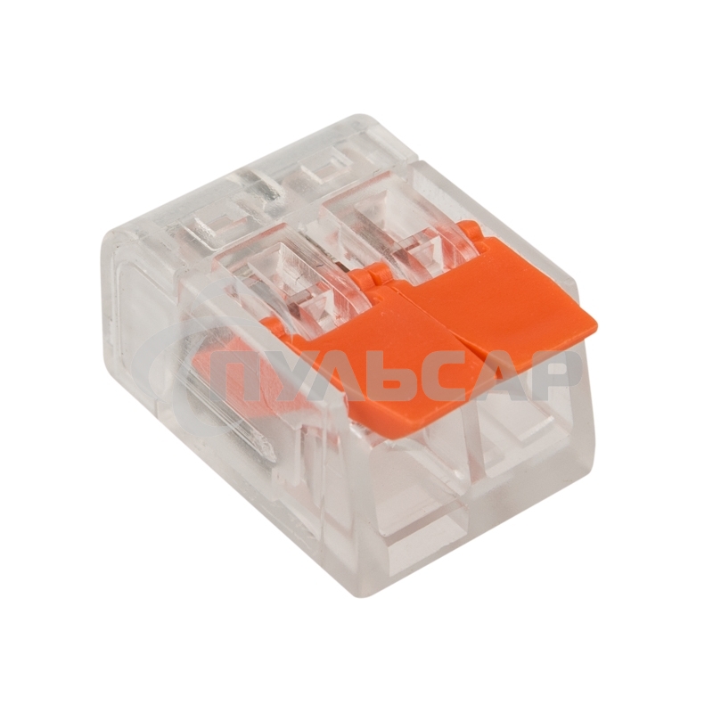 Клемма соединительная рычажковая компактная Rexant 2-проводная, прозрачная, 0.14-4 мм² (20 шт./уп.)