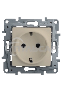 Розетка 2К+З, на винтах, защ. шт., сл. кость ETIKA 