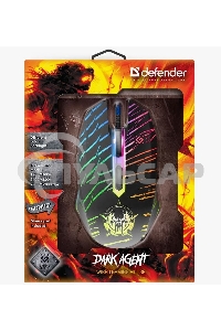 Мышь проводная Defender Dark Agent GM-590L черный, 12800 dpi, USB, кнопки - 6