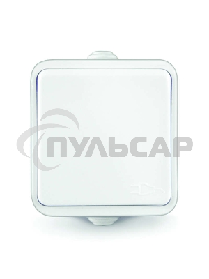 Розетка 1-м ОП Клио 16А с защ. крышкой с заземл. IP44 белый  UNIVersal К2229