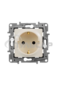 Розетка 2К+З, на винтах, защ. шт., сл. кость ETIKA 
