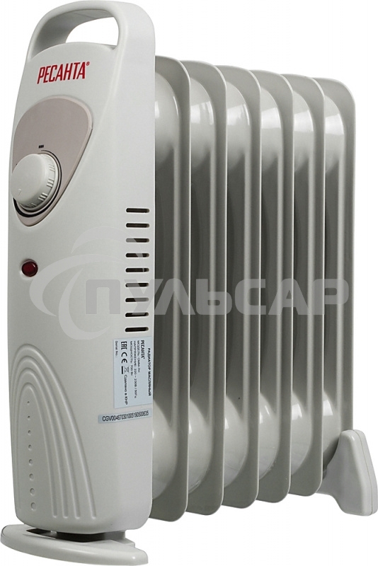 Обогреватель масляный Ресанта ОММ-7Н (7 секций) белый, 700 Вт, 10 м2, термостат 67/3/1