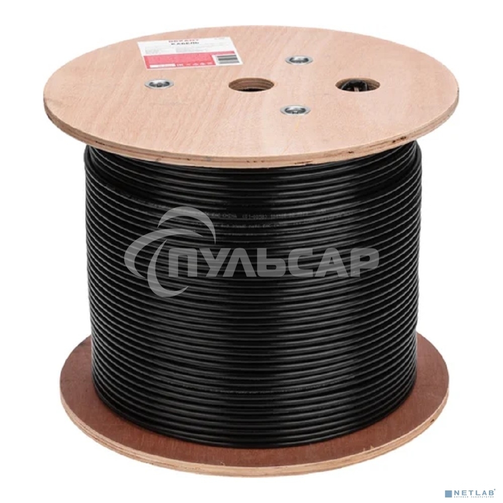Кабель витая пара U/UTP, CAT 6, PE, 4PR, 23AWG, OUTDOOR, SOLID, черный, 305м Rexant