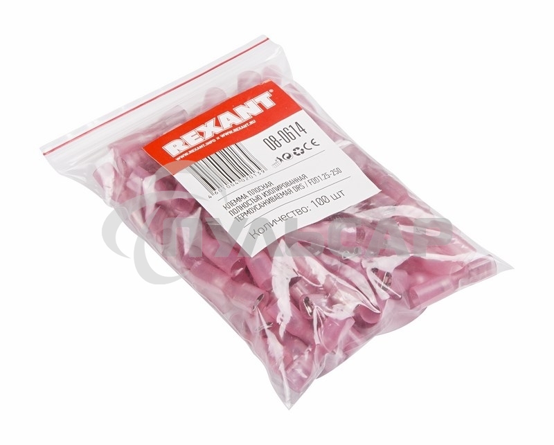 Клемма плоская полностью изолированная термоусаживаемая гнездо 6.6 мм 0.5-1.5 мм² (РПи-м-т 1.5-(6.3) красный Rexant