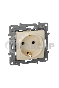 Розетка 2К+З, на винтах, защ. шт., сл. кость ETIKA 
