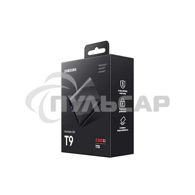 Внешний SSD Samsung T9, 1TB, USB 3.2 Gen 2x2 Type-C, R/W 2000/1950, черный
