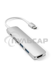 USB-C адаптер Satechi Type-C Slim Multiport Adapter V2. Интерфейс USB-C. серебристый.