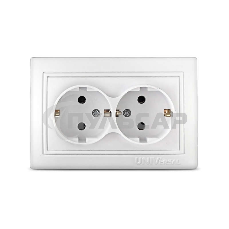 Розетка 2-м СП Севиль 16А с заземл. бел. UNIVersal С0128