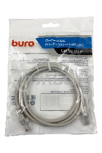 Патч-корд Buro cat5E 1.5м серый RJ-45 (m)-RJ-45 (m)