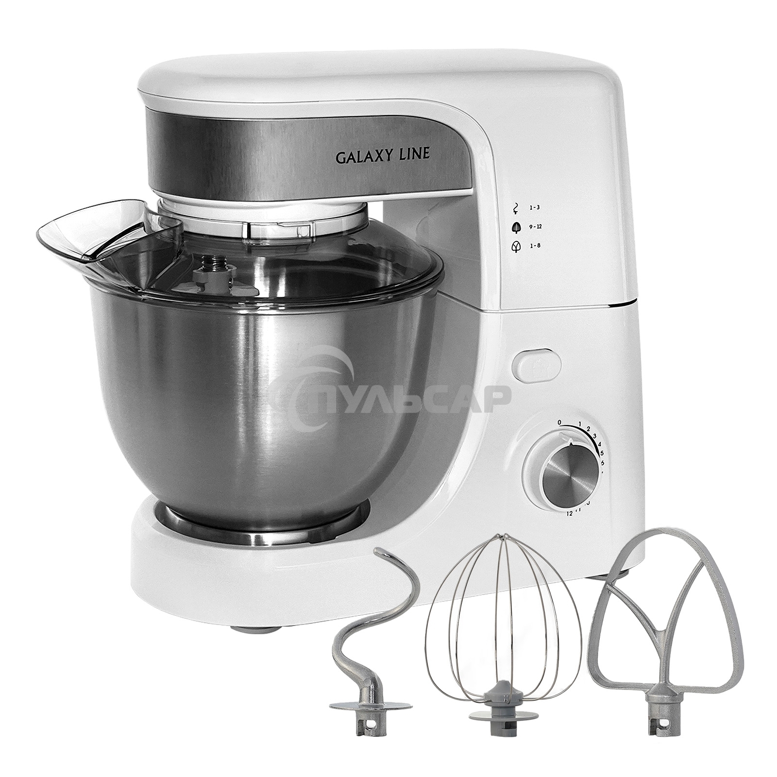 Миксер Galaxy Line GL 2231, белый, планетарный, 700 Вт, 12 скоростей