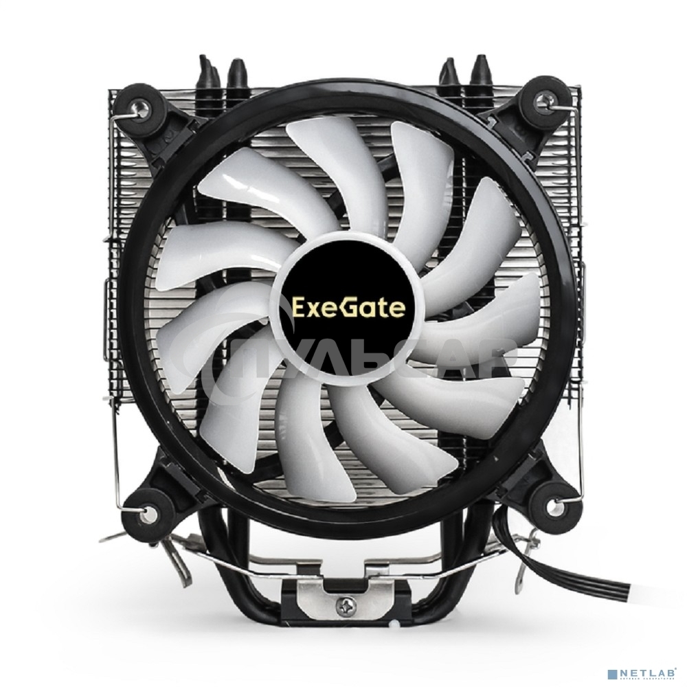 Кулер для процессора ExeGate Dark Magic EXX400V2-PWM.RGb серебристый, 120 мм, алюминий/медь, 2100 об/мин, 24 дБ, 4 pin, 140 Вт, 155 мм