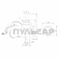 Выключатель-кнопка металл 220V 2А (2с) (ON)-OFF Ø7.2 черная Micro Rexant