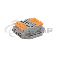 Клемма соединительная многоразовая проходная 5 полюсов, серая (0,08-4 мм²), с монтажной площадкой (20 шт./уп.) Rexant