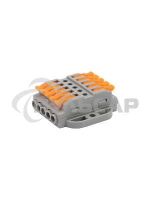 Клемма соединительная многоразовая проходная 5 полюсов, серая (0,08-4 мм²), с монтажной площадкой (20 шт./уп.) Rexant